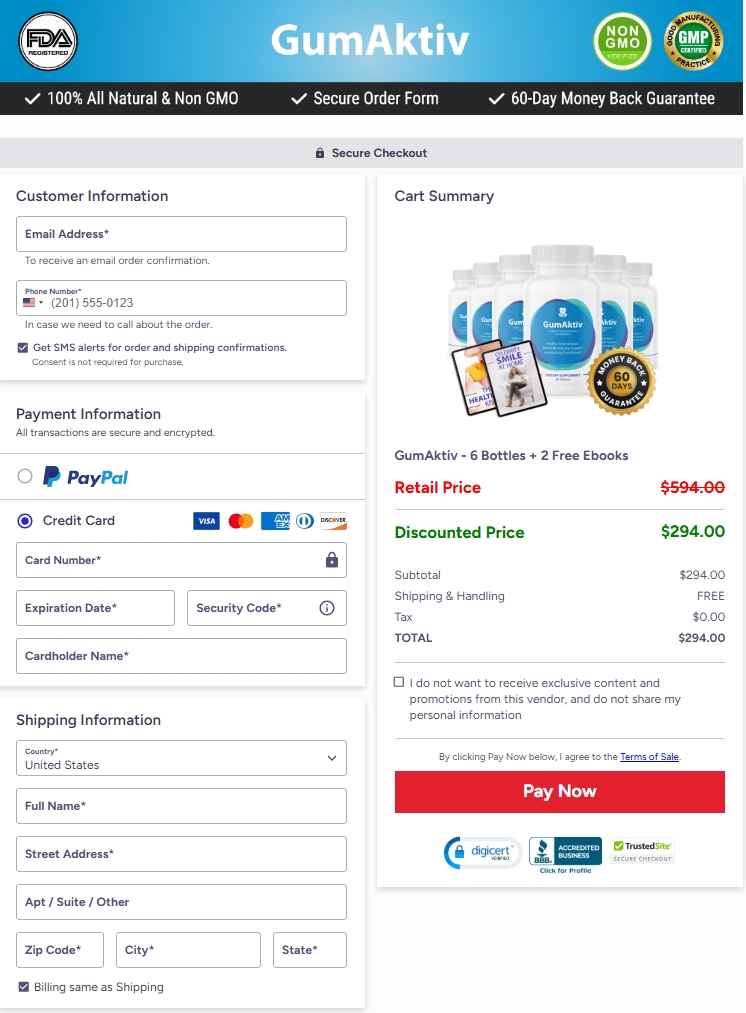 GumAktiv Secure Checkout Page
